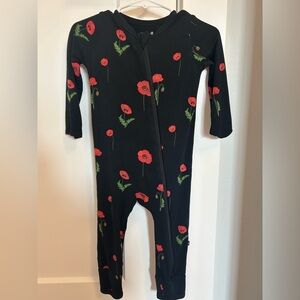 Kyte BABY Black Poppy Print Kids Footie